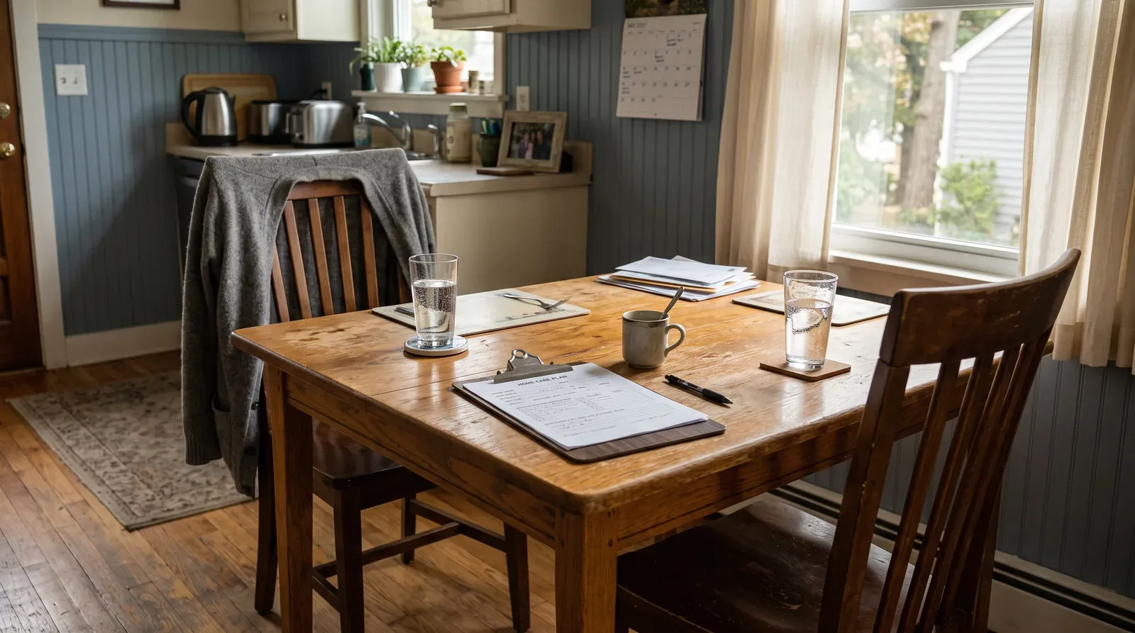 In-home care consultation at a Monmouth County kitchen table