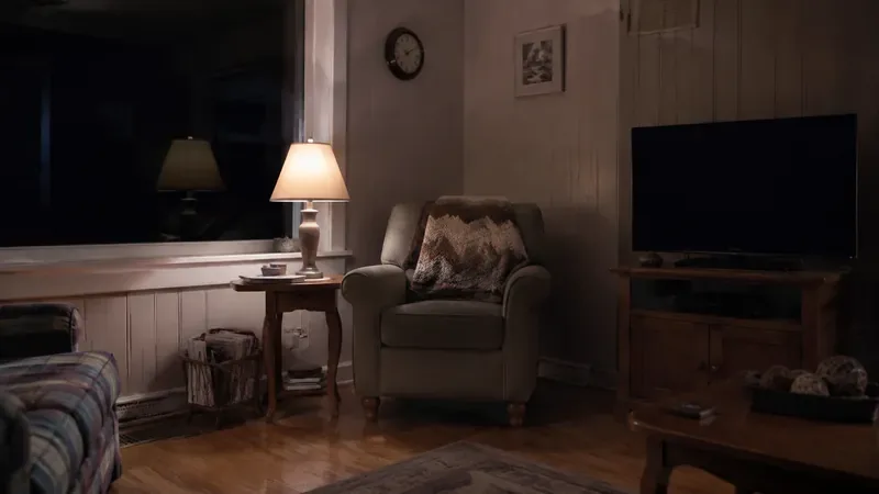 Living room at dusk in December, when sundowning symptoms often begin
