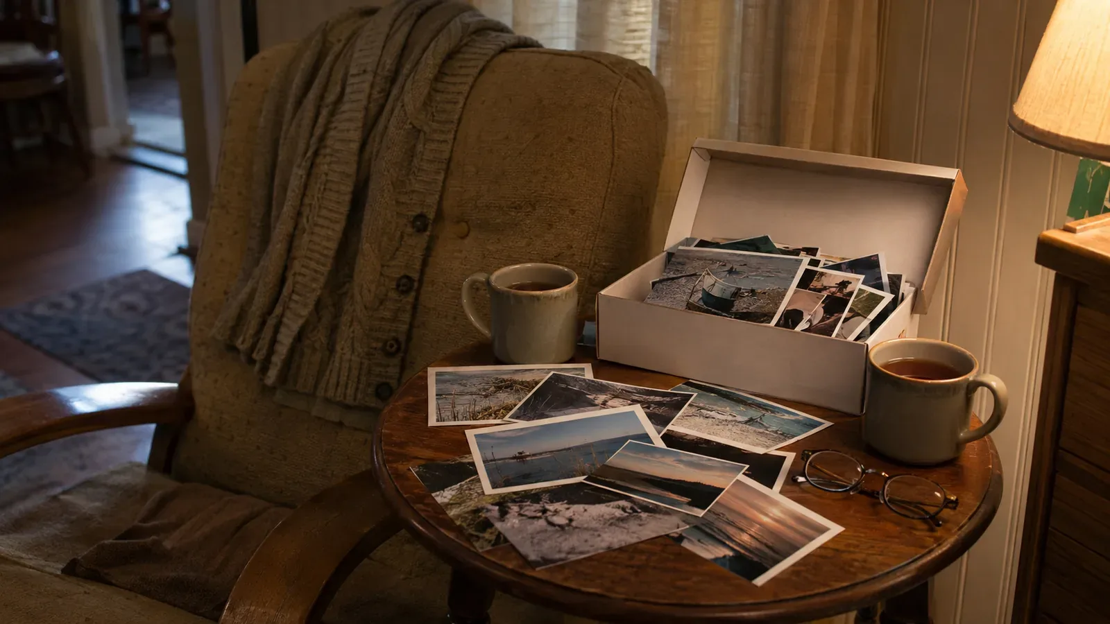 Quiet late-afternoon activity used to ease sundowning for a senior with dementia